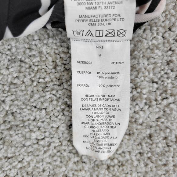 Nike Rush High Neck One Piece Swimsuit Womens M Black White Geo Criss Cross Back - Picture 15 of 16